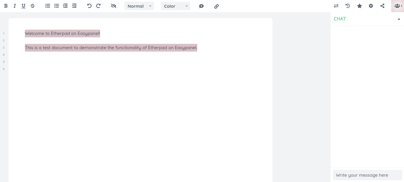 Etherpad Screenshot